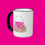 Pink Purse With Green Coffee Mugs