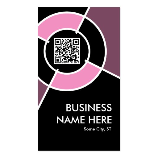 pink QR code and logo target Business Card