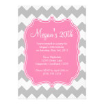 Pink Quatrefoil Chevron Birthday Invitation