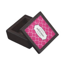 Pink quatrefoil clover leaf pattern personalized premium gift boxes