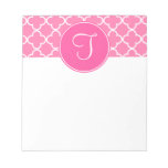 Pink Quatrefoil Monogram Notepad