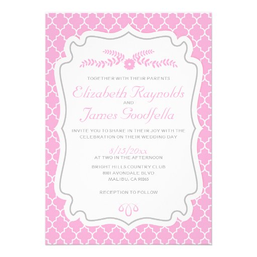 Pink Quatrefoil Wedding Invitations