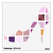 Pink Quilt pattern high heeled shoe wall decal