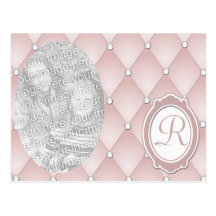Pink Quilted Monogram Photo Template Postcard