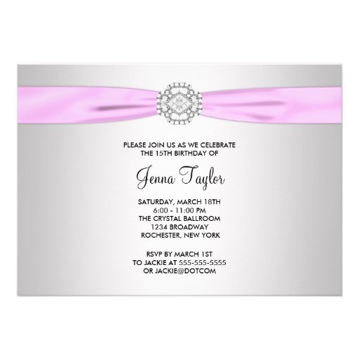 Pink Quinceanera 15th Birthday Party Invitation