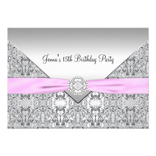 Pink Quinceanera 15th Birthday Party Invitation