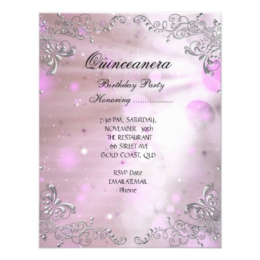 Pink Quinceanera 15th Birthday Tiara Masquerade Custom Invitations