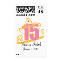 PINK quinceanera PRINCESS custom birthday stamp