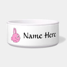 Pink Rabbit Dog Food Bowls