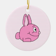 Pink Rabbit with Light Pink Stripe Background. Christmas Ornaments