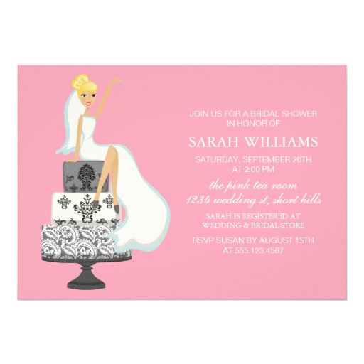 Pink Radiant Bride on Wedding Cake Card