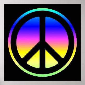 Pink Rainbow Peace Symbol Poster print