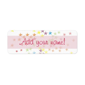 Pink Rainbow Stripe Name Label label