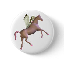 Pink Rearing Pegasus Button by turtlepig Pink Rearing Pegasus Button