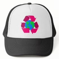 pink recycle symbol hats
