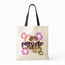 Pink Recycle Symbol Vintage Style Tote Bag by ecogreenbags Pink Recycle Symbol Vintage Style Tote Bag
