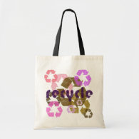 Pink Recycle Symbol Vintage Style Tote Bag