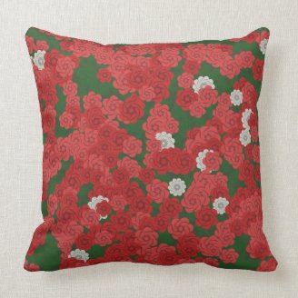 Pink, Red, and White Rosettes Throw Pillow