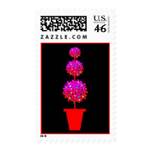 Pink & Red Daisy Topiary Postage