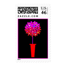 Pink & Red Daisy Topiary Postage