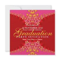 Pink & Red Digi Lace Graduation Invitation