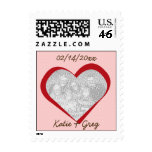 Pink red heart custom photo wedding save the date postage stamps
