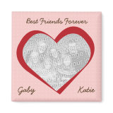 Pink red heart dots love custom photo best friends magnet