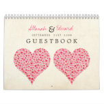 Pink Red Heart Roses Wedding Guest Sign Book Wall Calendars