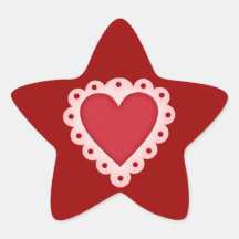 Pink Red Lacy Valentines Day Love Heart Stickers