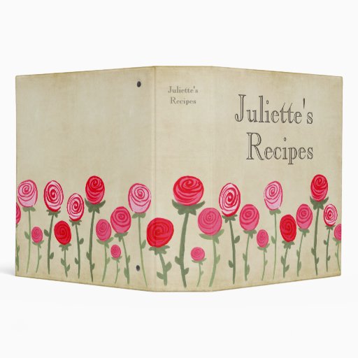Pink Red Roses Recipe Book Cooking Binder Zazzle