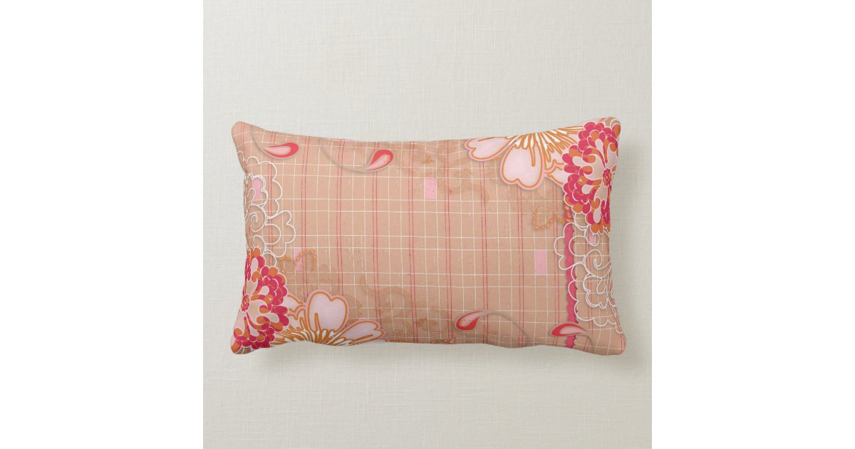 Pink Red Tan Plaid Lumbar Throw Pillow Zazzle