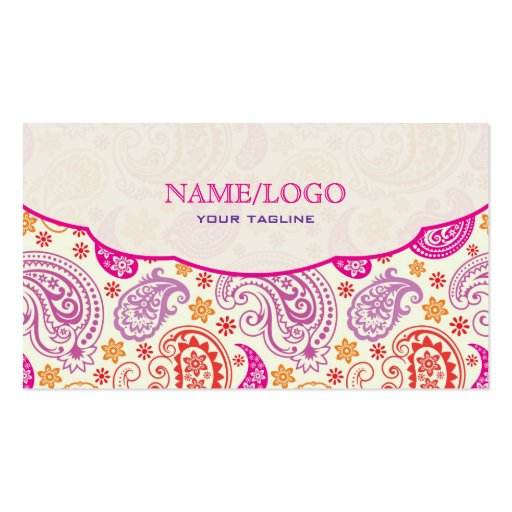Pink Red & Yellow Paisley Pattern Design Business Card Templates
