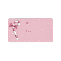 Pink Retro Candy Cane Gift Tag
