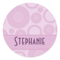 Pink Retro Circles Custom name stickers stickers