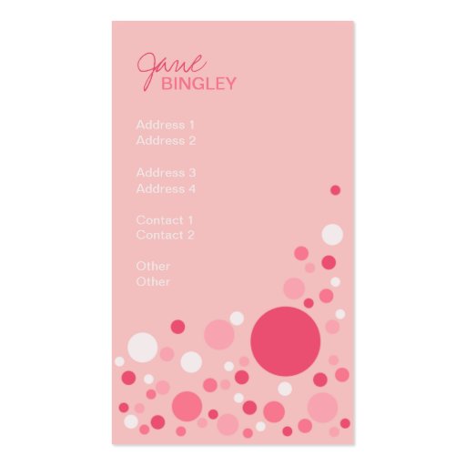 Pink Retro Dots Business Card (front side)