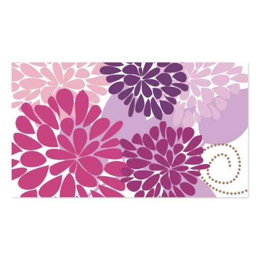 Pink Retro Floral Vector Pattern Business Card Templates (back side)