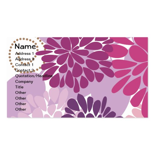 Pink Retro Floral Vector Pattern Business Card Templates (front side)