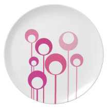 pink retro flowers plate plates