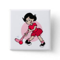 Pink retro girl hockey player
