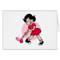 Pink retro girl hockey player