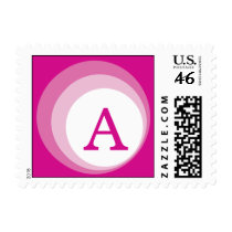 pink retro monogram stamp