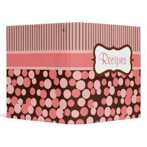 Pink Retro Polka Dots Recipe Binder binder