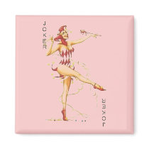 Pink Retro Sexy Joker #1 magnets