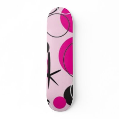 pink retro skateboard deck by 13severam