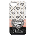 Pink Rhinestone Heart iPhone 5 Case Mate Tough