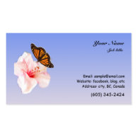 pink rhododendron flower and butterfly business card