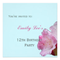 pink rhododendron flowers party invitation