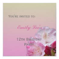 pink rhododendron flowers party invitation personalized invitations