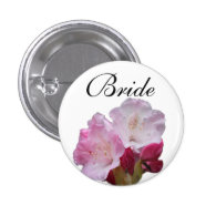 pink rhododendron flowers wedding button