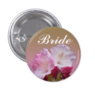 pink rhododendron flowers wedding button